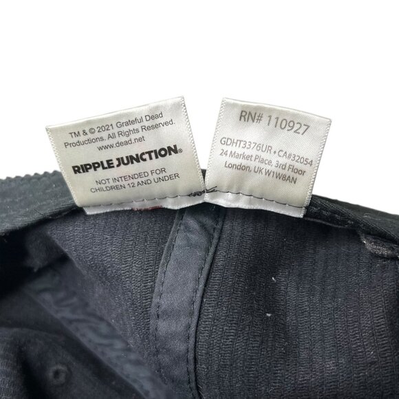 Ripple Junction Grateful Dead Bears Corduroy Cap Black Adjustable Strap Back - Picture 9 of 9